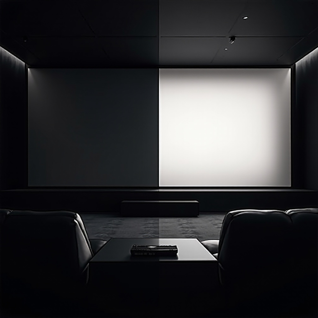 projetor de tela preta vs branca
