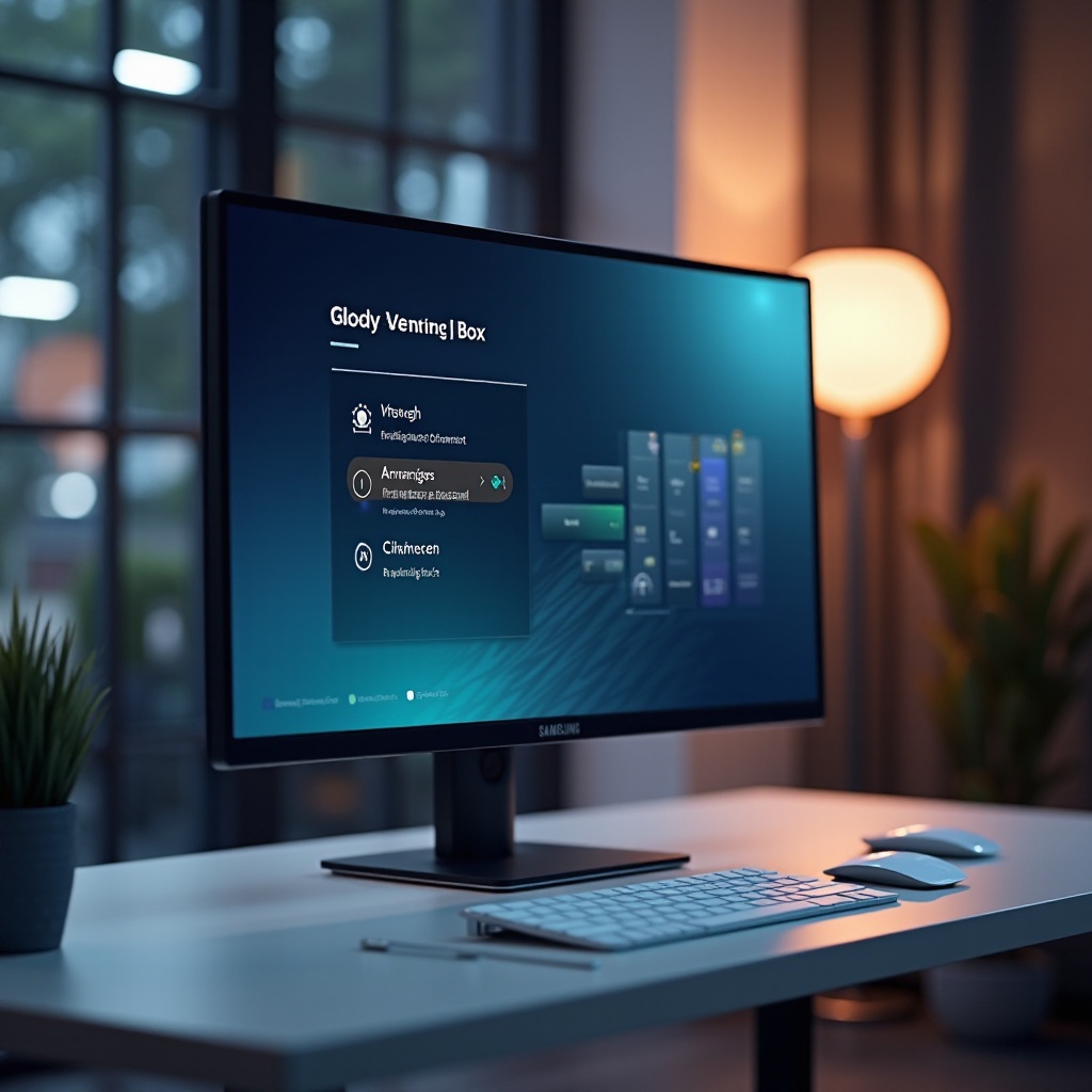 erleichtern Sie die Einstellungskiste auf dem Samsung 48-Zoll-Monitor
