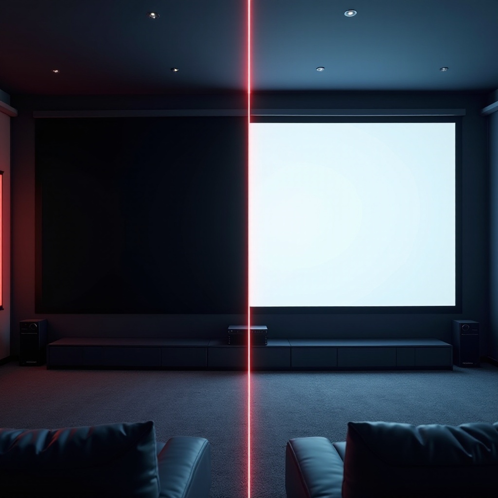 شاشة جهاز عرض سوداء مقابل بيضاء