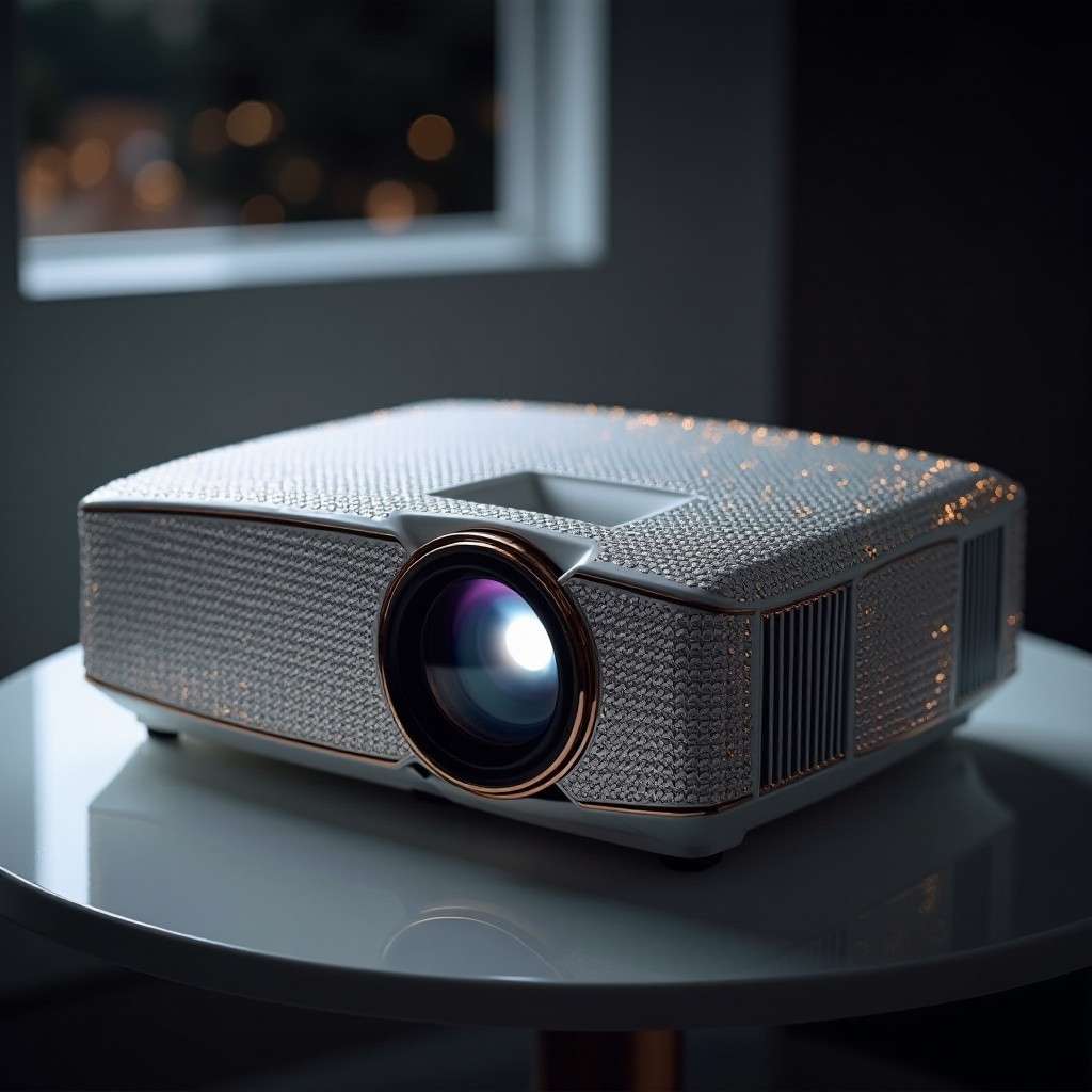 Projektor mit diamantenakzentuierter Premium-Oberfläche
